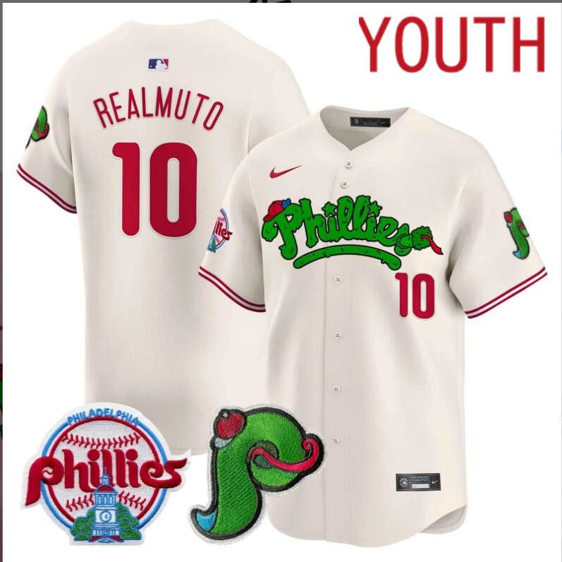 Youth  Philadelphia Phillies #10 Realmuto cream Limited 2024 MLB Nike jersey